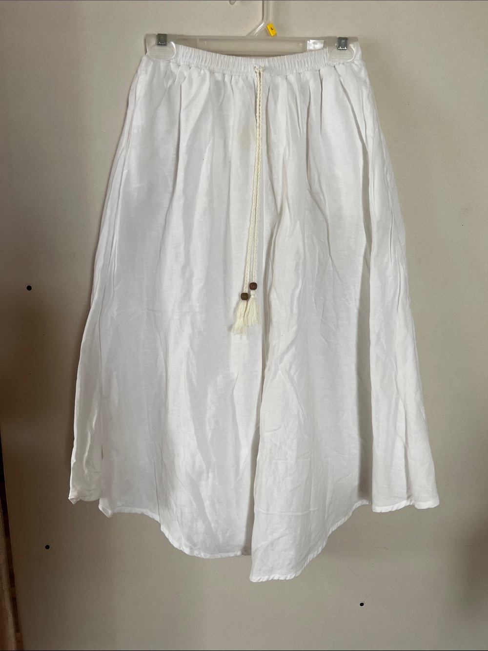 American Age White A-Line Maxi Skirt with Drawstring